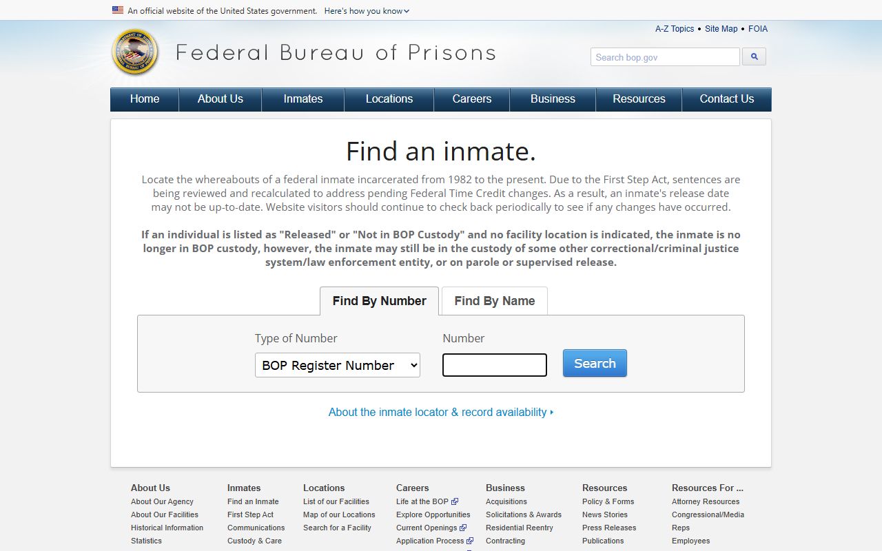 Nevada inmate population federal BOP inmate locator
